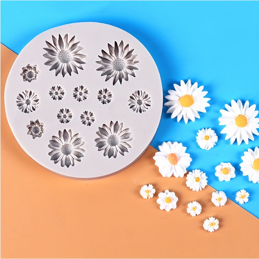 Mini Daisy Flower Silicone Molds for Fondant, Cake, Candy, Chocolate, Sugar Craft, Ice, Pastry, Baking, Tool, and Resin Mould - 1pc