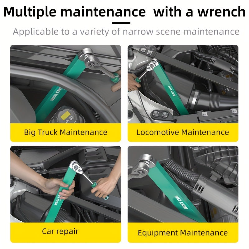 WOLLFAN 39cm Multi-Functional Extension Wrench with Ratchet Conversion and Quick Release Socket for Car Maintenance. Made of durable material.