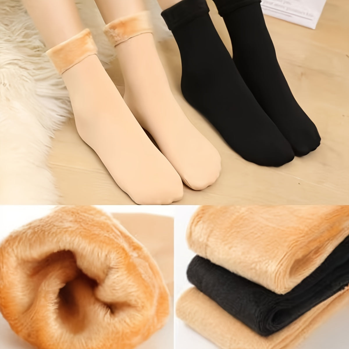 Thick warm snow socks lined with plush for fall & winter, ideal for women.