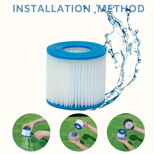 Two pieces of replacement swimming pool filters suitable for Type D filters, specifically for Summer Waves models P57100102 SFS-350, RP-350, RP-400, RP-600, RX-600, and SFS-600.