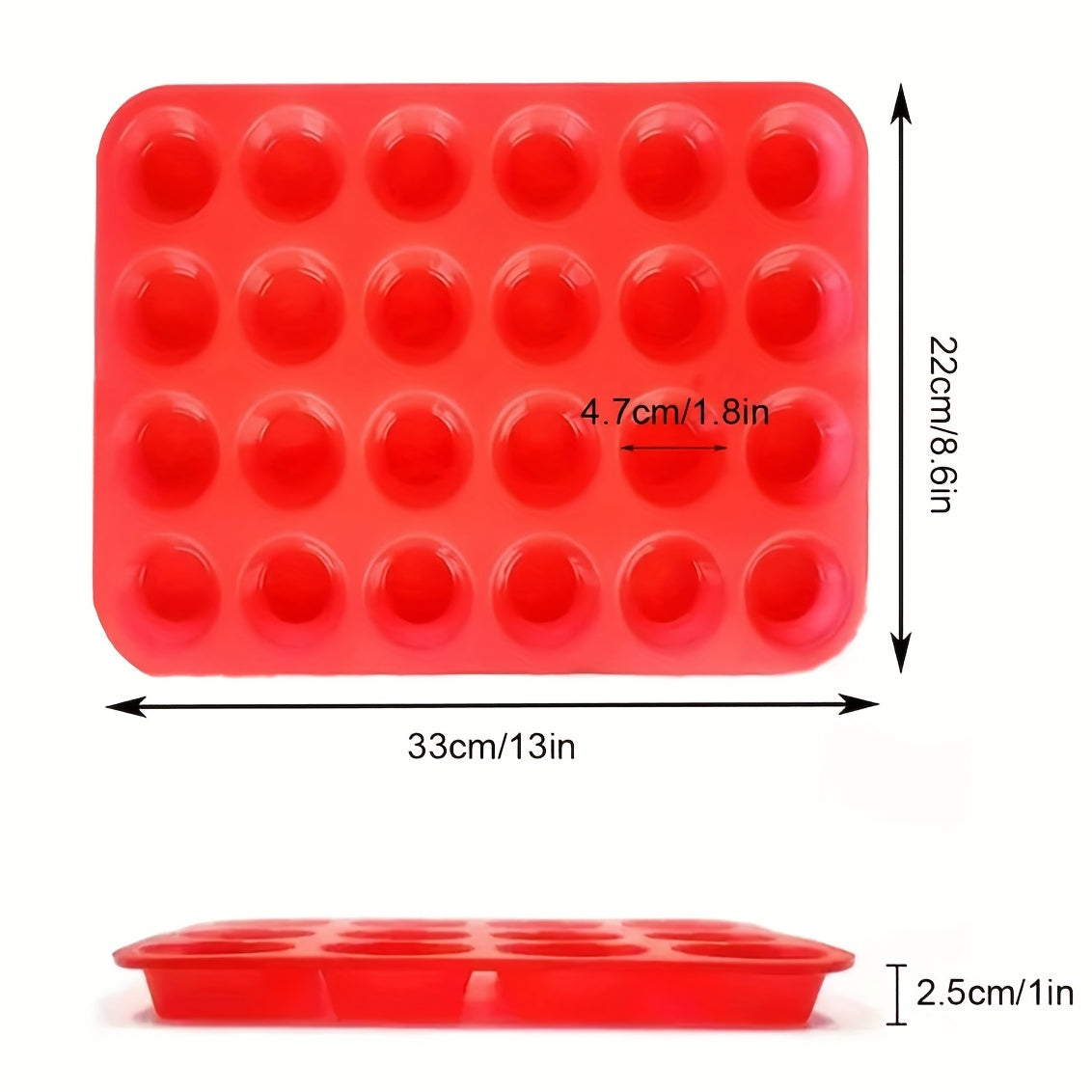 1 piece Silicone Muffin Pan Mini with 24 Cups Cupcake Pan, Nonstick Silicone Baking Pan for Cupcakes and Mini Cakes. Perfect for Making Muffin Cakes, Tarts, and Fat Bombs. Dishwasher Safe.