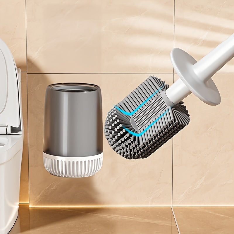 Soft Plastic Toilet Brush from Joyoas with Multiple Components - Reusable, Wall-Mounted, Perfect for Cleaning Toilets