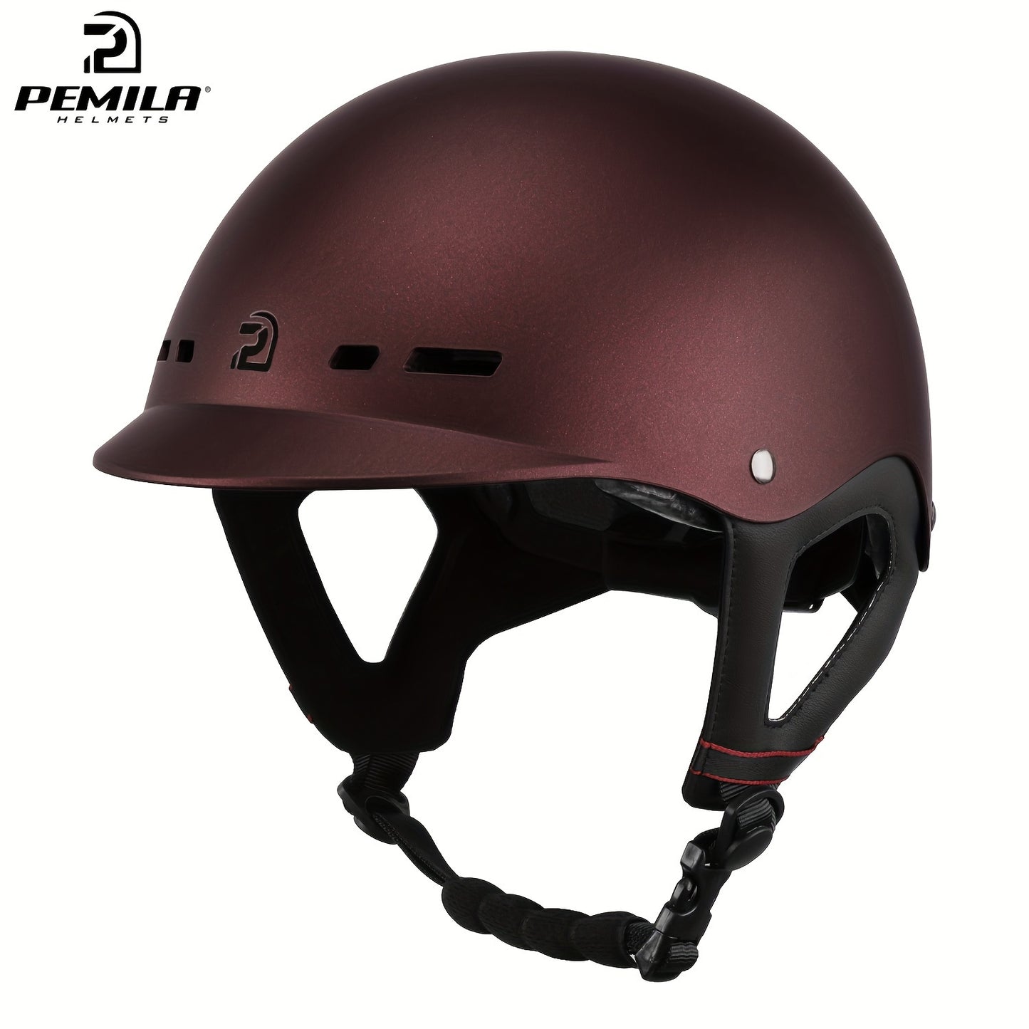 PEMILA Classic adult riding helmet with ABS shell and adjustable chin strap in various colors.