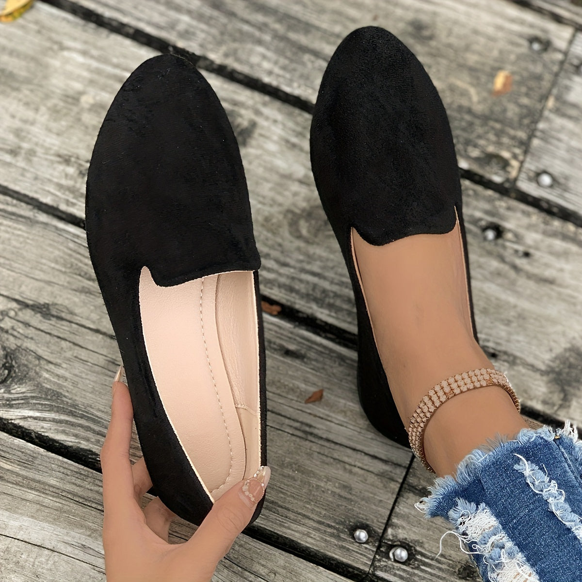 Women's Solid Color Loafers, Lightweight Slip-On Comfort Shoes