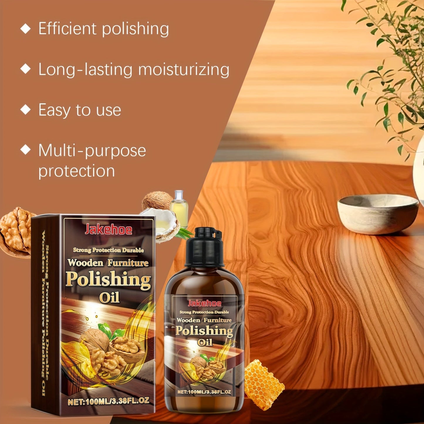 Enhance and Protect Your Wood Furniture with our Anti-Crack Polishing Oil - Creates a Shine, Maintains Cleanliness and Brightness - Suitable for Furniture, Floors, and other Wood Products