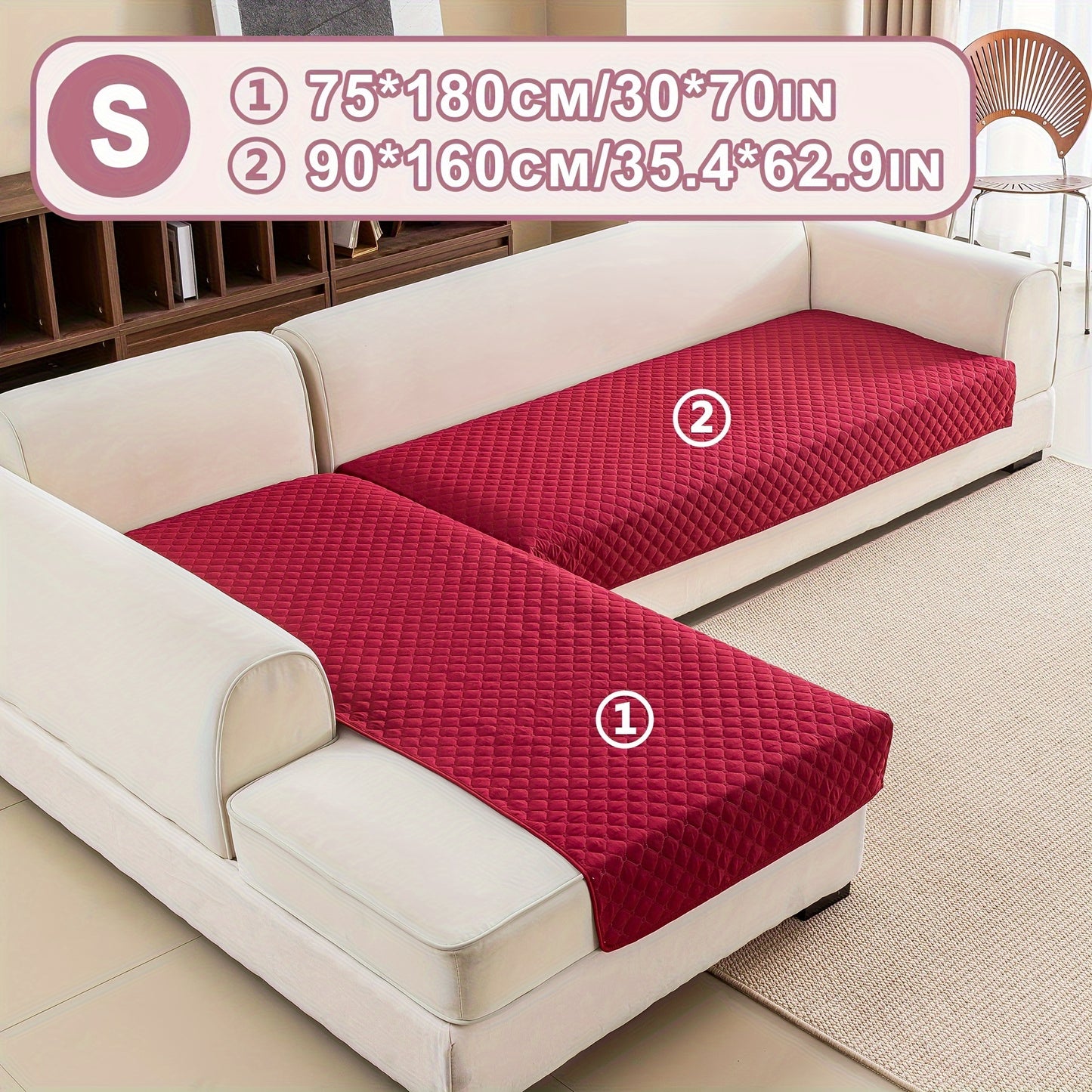 2 durable L-shaped sofa protectors for both left and right sofas, machine washable.