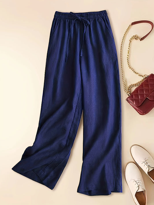 Drawstring wide leg pants for women, perfect for spring and summer casual wear.