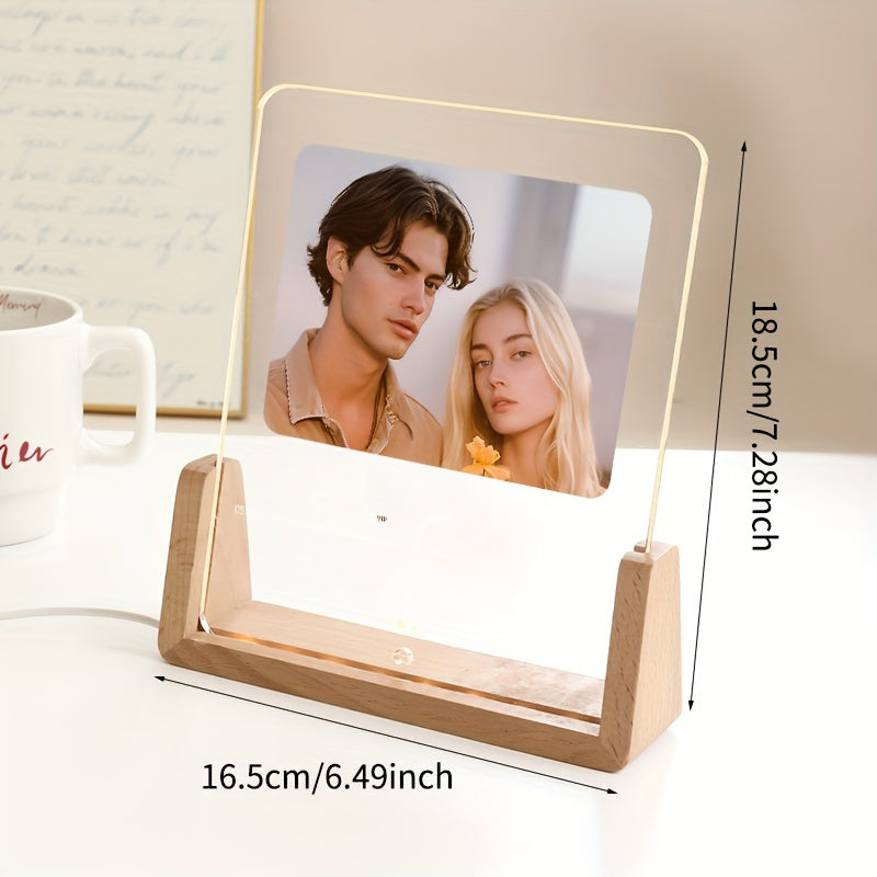 Illuminate your memories with our Custom Photo Acrylic Frame featuring touch control. This single picture display stand boasts a creative transparent design, making it the perfect DIY personalized gift for birthdays, anniversary, and friends. Suitable