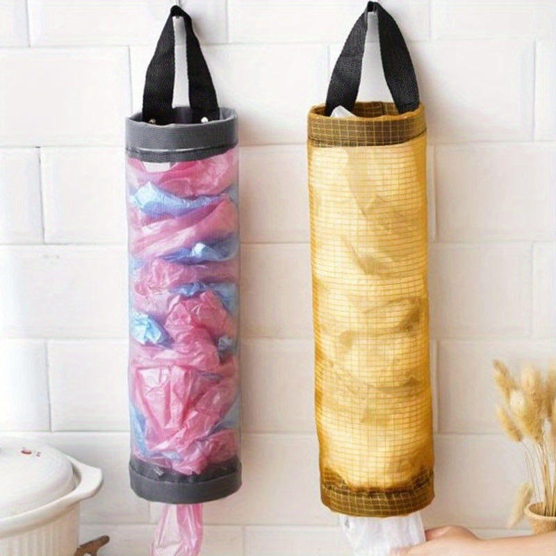 Organize and store your plastic bags with ease using our Wall-Mounted Plastic Bag Holder. This large capacity dispenser is perfect for keeping your kitchen tidy and clutter-free. Don't struggle to find a place to store your plastic bags - keep them