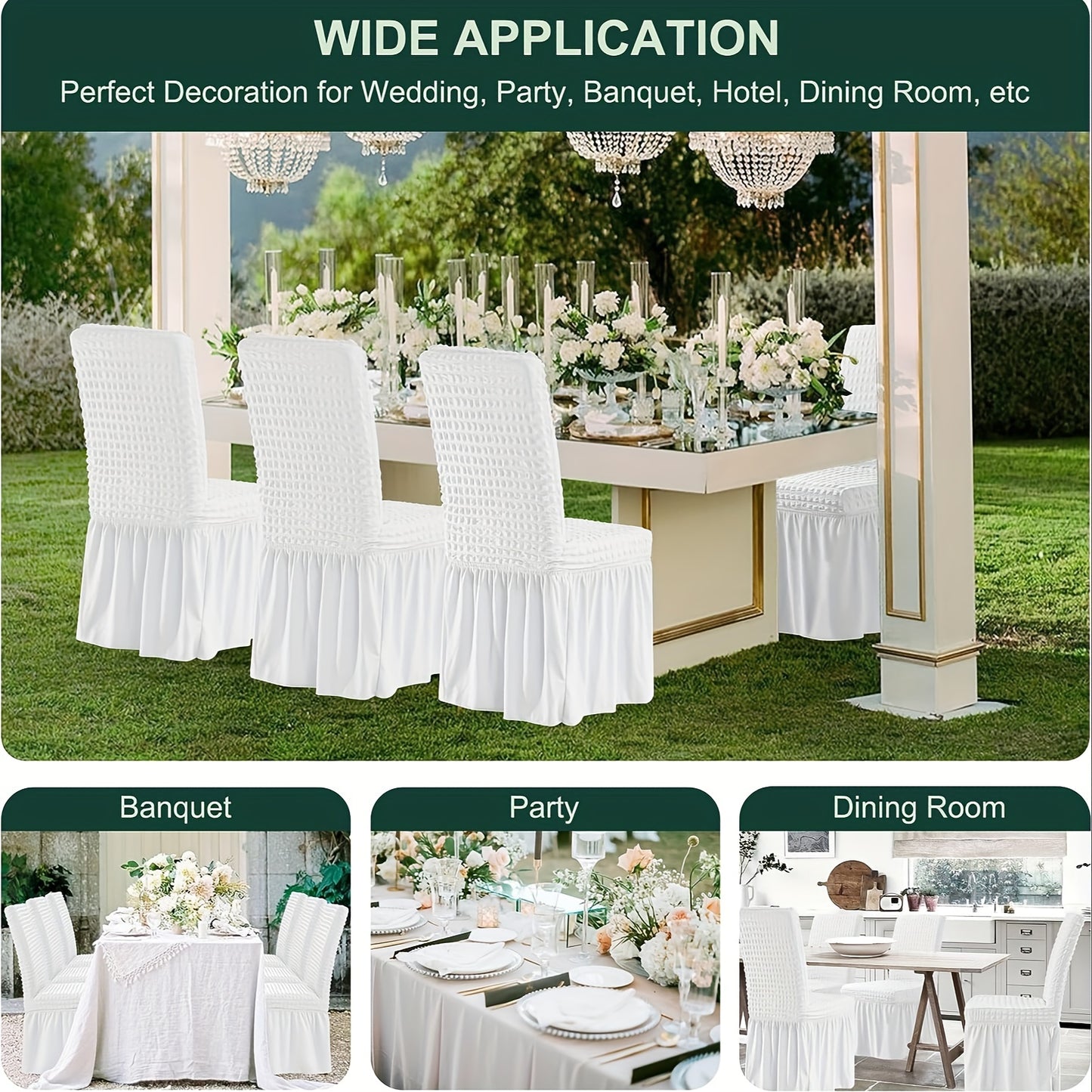 4 universal stretch chair covers with skirt, durable and washable, easy to fit and protect furniture