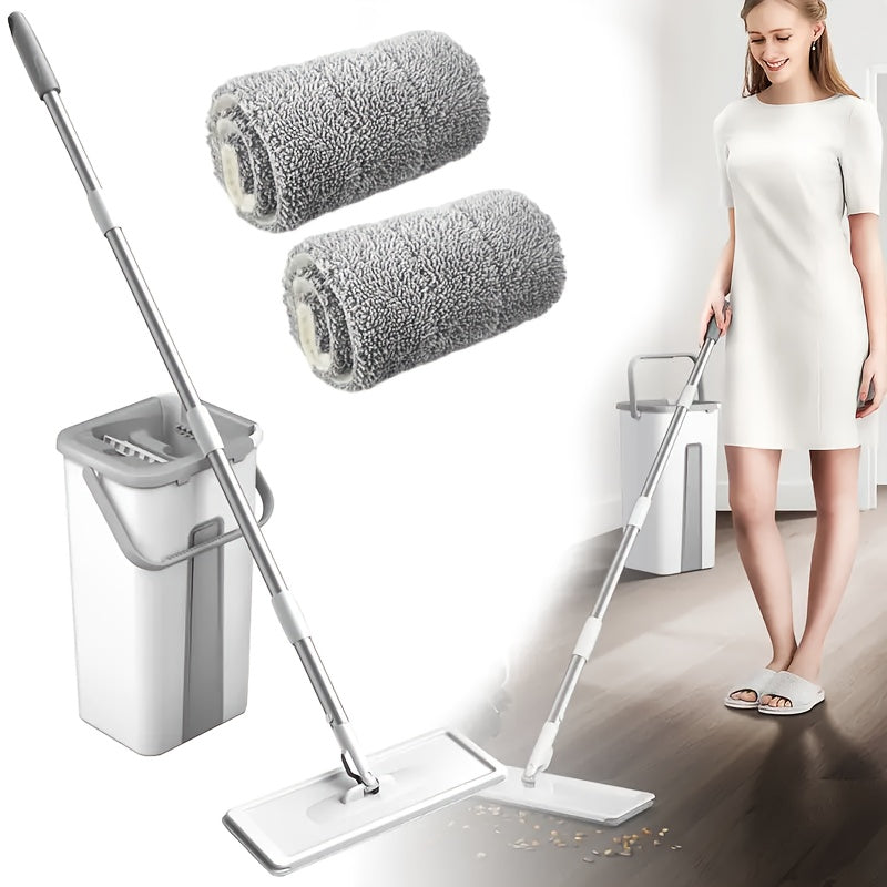 2 Piece Set includes Mop and Bucket with Wringer for Flat Floor Mop. Bucket separates dirty and clean water for wet and dry use. Floor cleaning system perfect for dust removal on hardwood, laminate, tile, and wooden floors. Must-have cleaning tool for