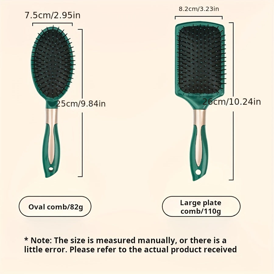 Hair brush set with 3pcs/5pcs including air cushion comb, round curling brush, and detangling brush. Features anti-static plastic bristles, wide tooth design, ABS handle. Ideal for straight