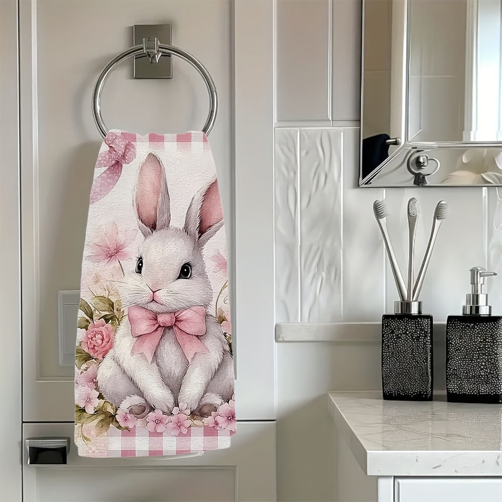 Get twice the convenience with our 2-Pack of ultra soft polyester kitchen towels. These high absorbency dish hand towels feature a charming coastal theme with bunny and bow design. Each towel measures 40.64x60.96 cm and is machine washable for easy