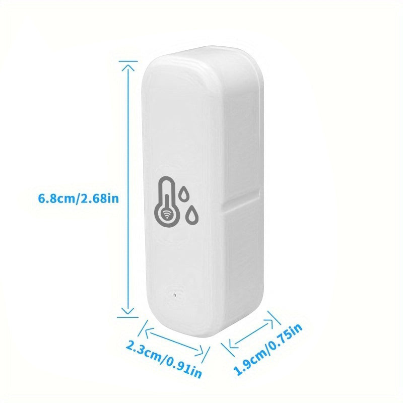 Tuya Wi-Fi Smart Temperature and Humidity Sensor for Smart Home Automation, works with Alexa and Google Assistant, app-controlled, battery powered, no hub needed.