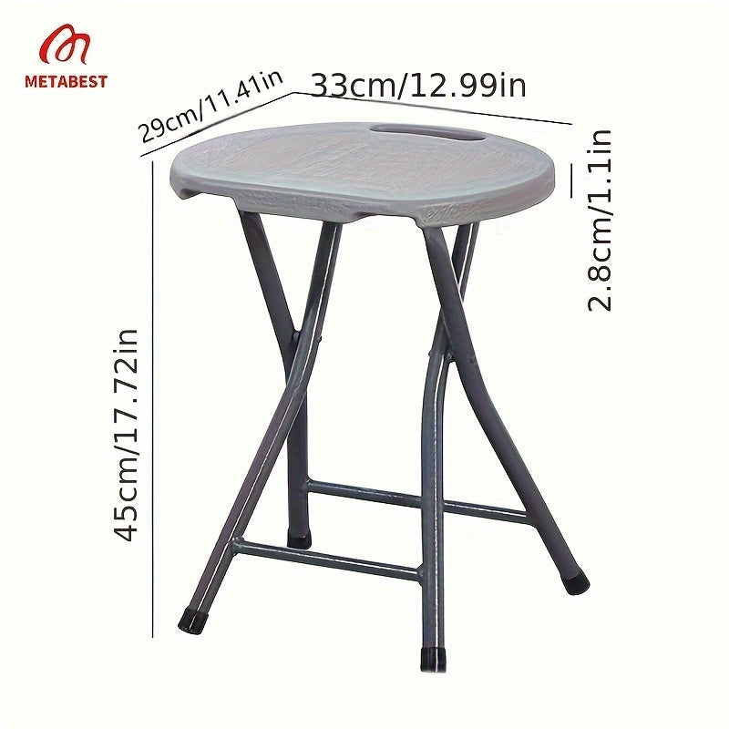 1pc METABEST Portable Folding Stool, Round Plastic Chair, Yellow, Foldable, No Electricity Needed