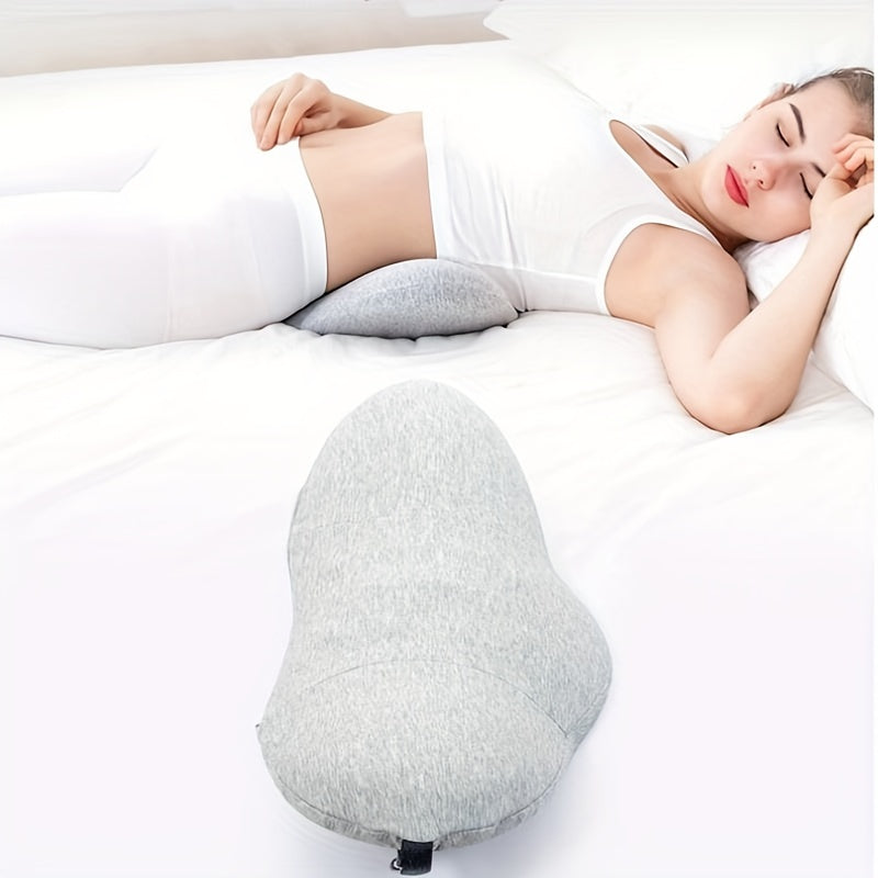 Memory foam lumbar pillow designed to provide relief and support for lower back pain - ideal for side sleepers and pregnant women.