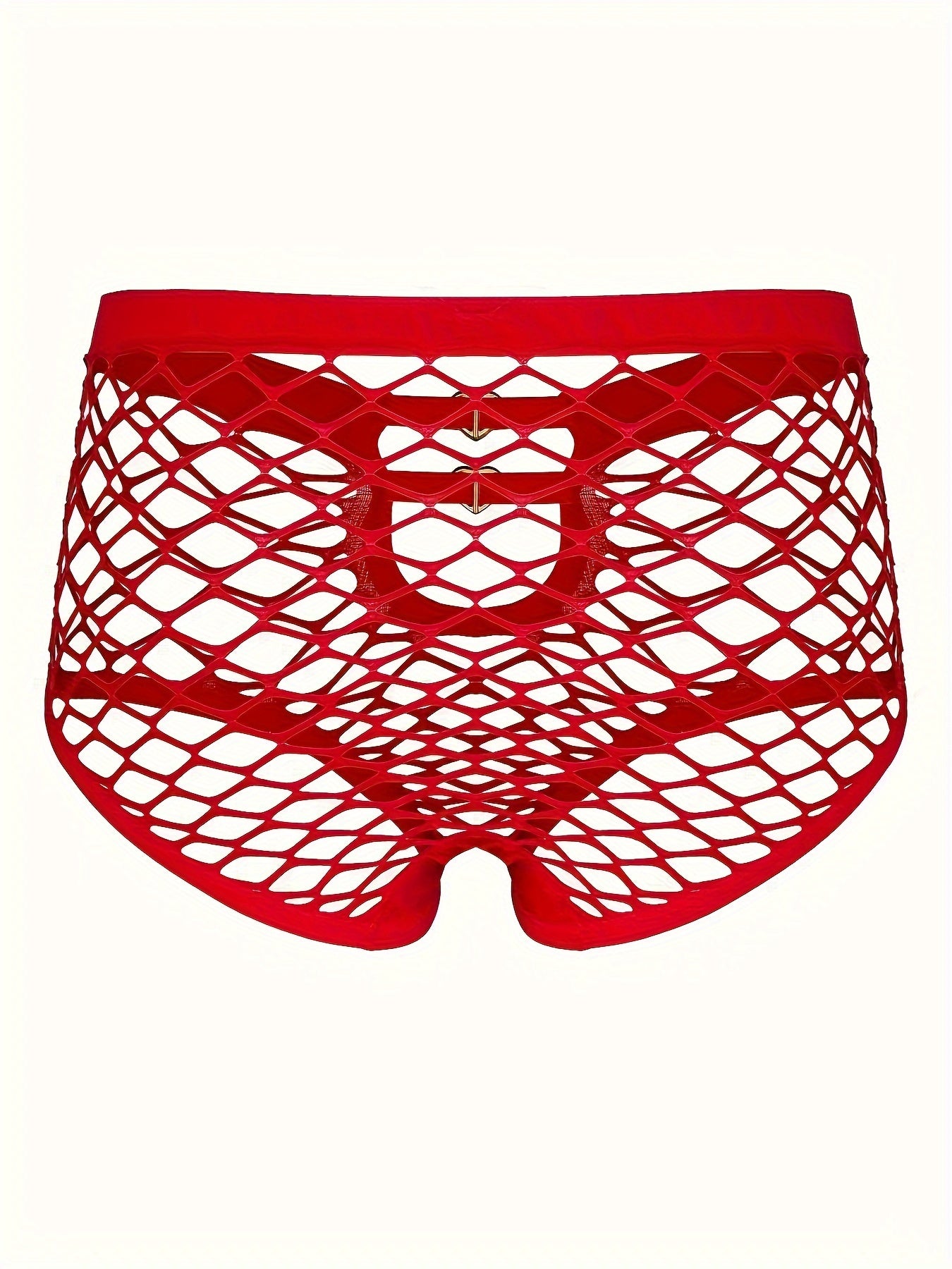 Heart-shaped mesh brief with hollow-out design, low waist panties for women's lingerie.