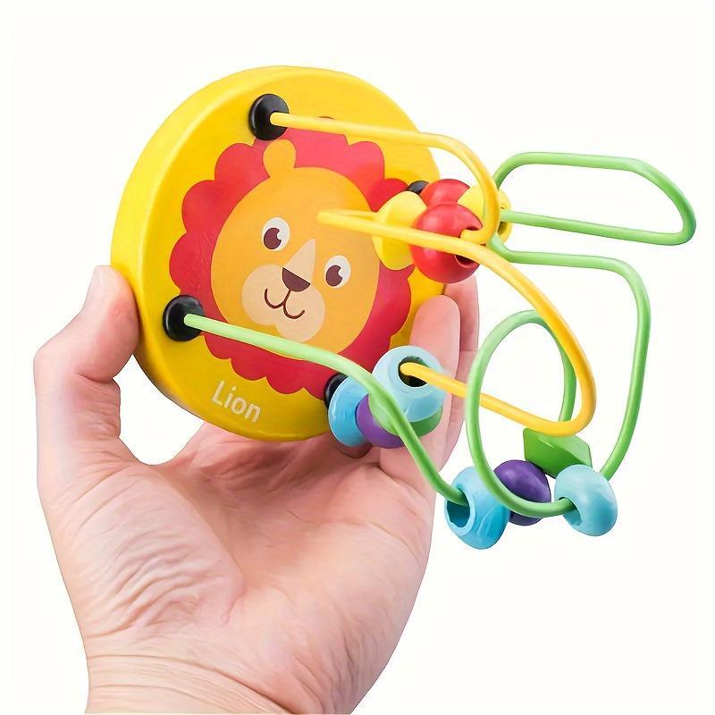 Colorful wooden parrot bead toy with music and interactive educational game for cognitive skills. Ideal for bird enthusiasts.