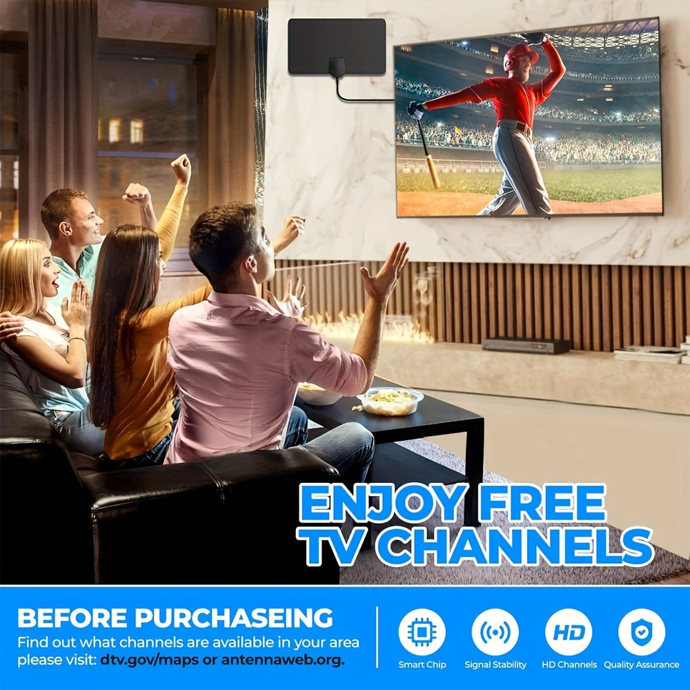 2023 Indoor Digital TV Antenna with 1080 Mile Range and Signal Booster, Supports 4K Full HD 1080p, USB Powered, U.S. Coaxial Interface Compatible.