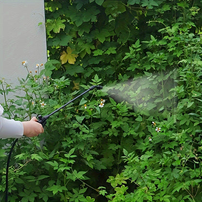 Handheld air pressure sprayer for gardening - manual pump, durable plastic, multi-component spray bottle for efficient plant watering and pest control.