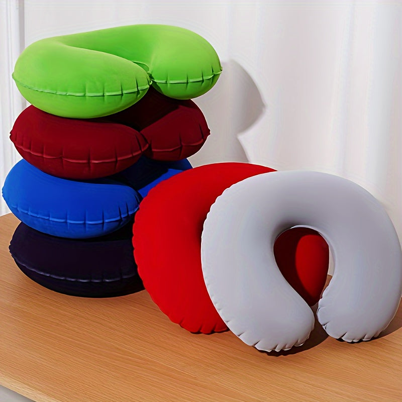 Inflatable C-Shaped Travel Pillow for Car and Airplane - Neck Support Round Pillow