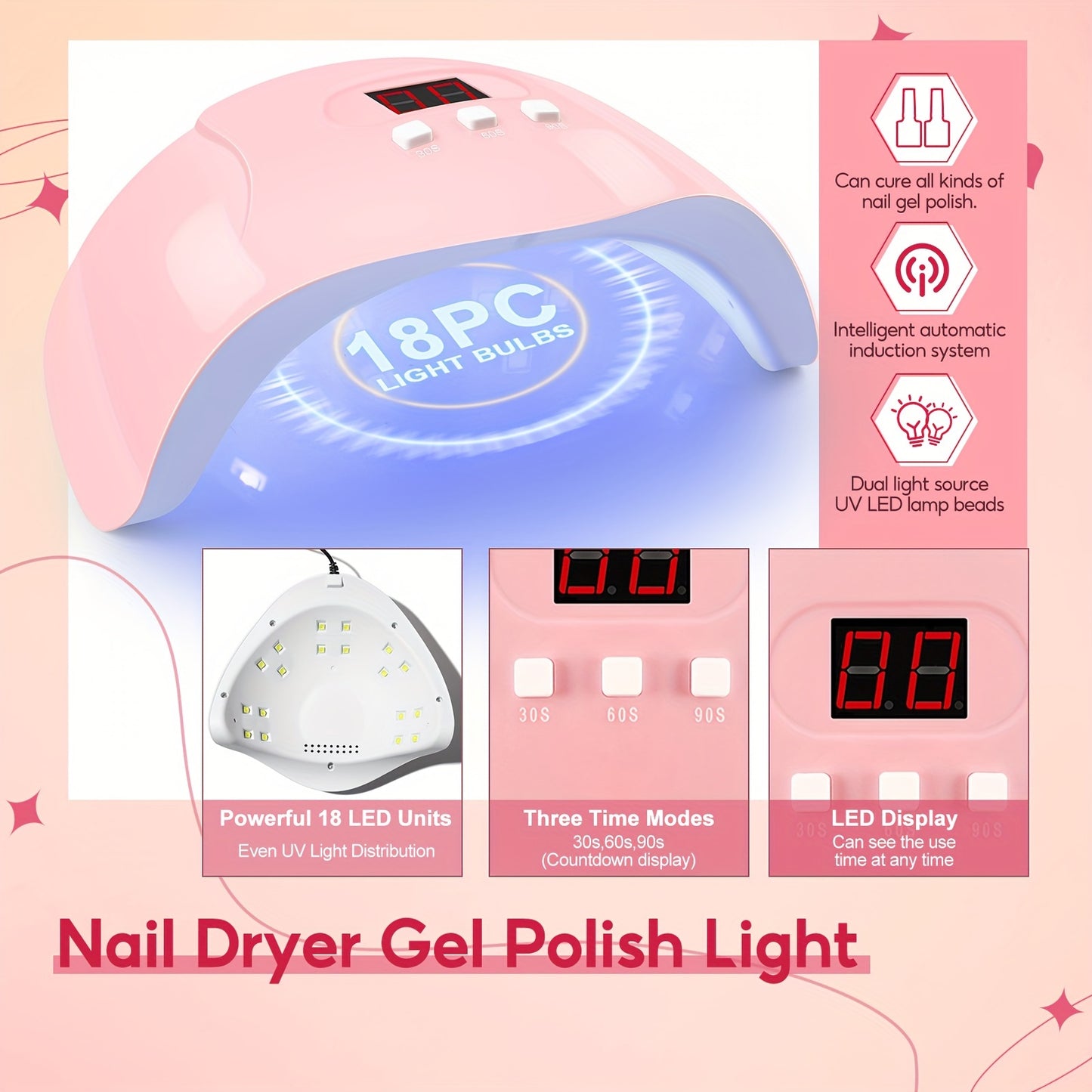 15-color gel nail polish kit with UV LED lamp and electric nail drill, cruelty-free and vegan. Includes unscented, USB powered nail gel with matte & glossy top coats, decorations, and tools