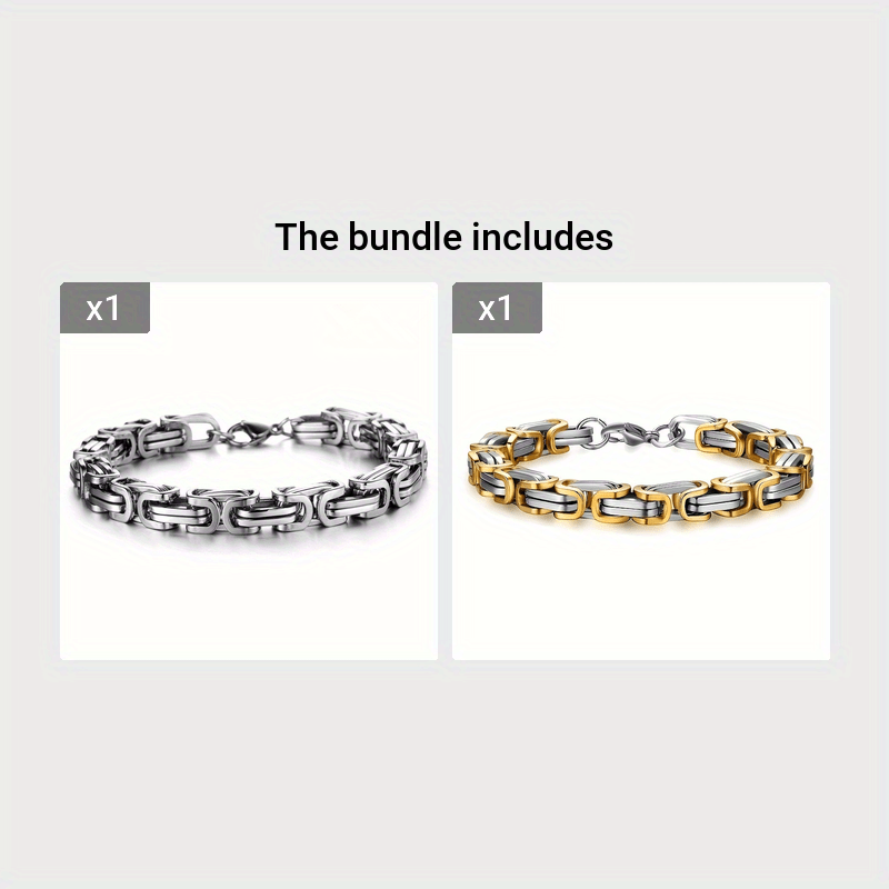 1 piece of classic fashion stainless steel men's chain bracelet hip hop jewelry with a length of 21cm.