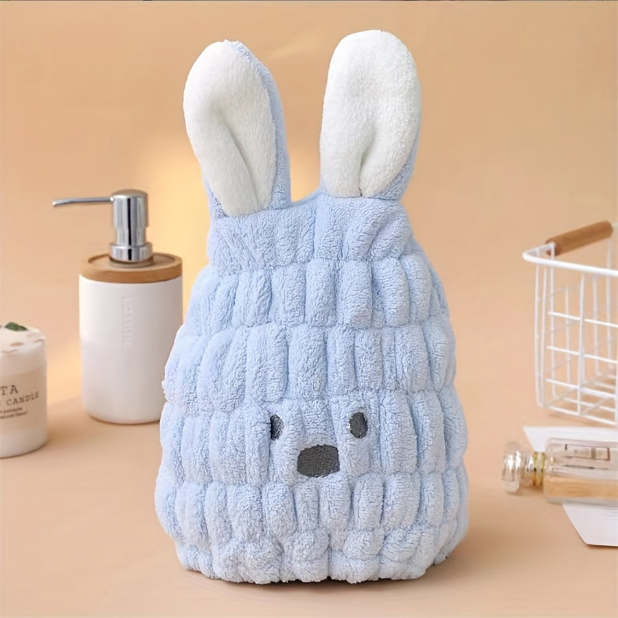 Kids' hair towel wrap - rabbit design, fast-drying & absorbent, ideal for bath time.