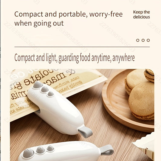 Small USB-Rechargeable Food Sealer - Handy Snack Bag Clip & Freshness Preserver for Kitchen and Dining