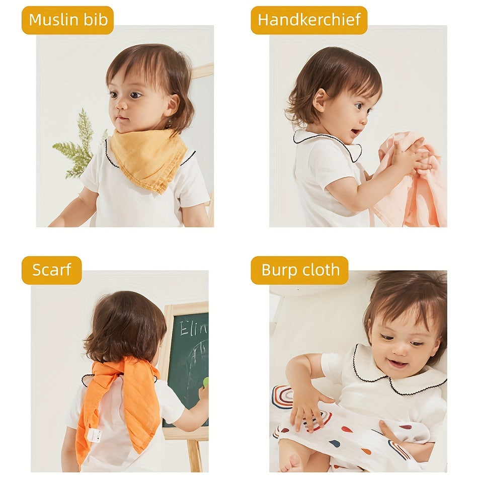 Set of 5 multifunctional muslin swaddle feeding burp cloths measuring 60*60cm, made of soft cotton bamboo perfect for face and hand towels.