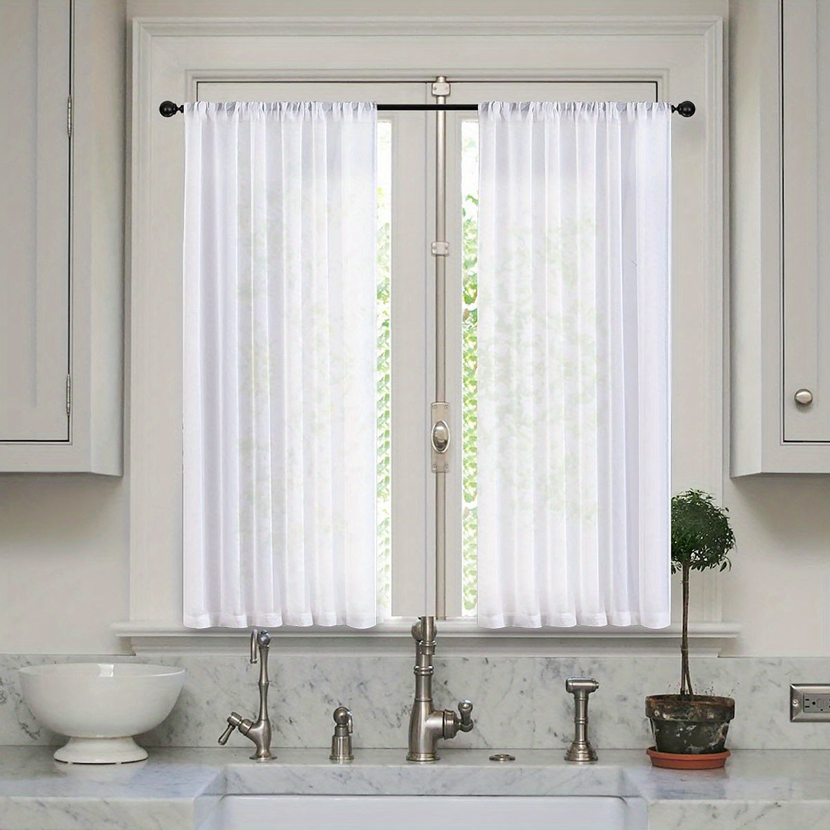 Elevate Your Home Decor with This Soft White Sheer Curtain for Balcony- Ideal for Living Room, Bedroom, Kitchen, and Bathroom!