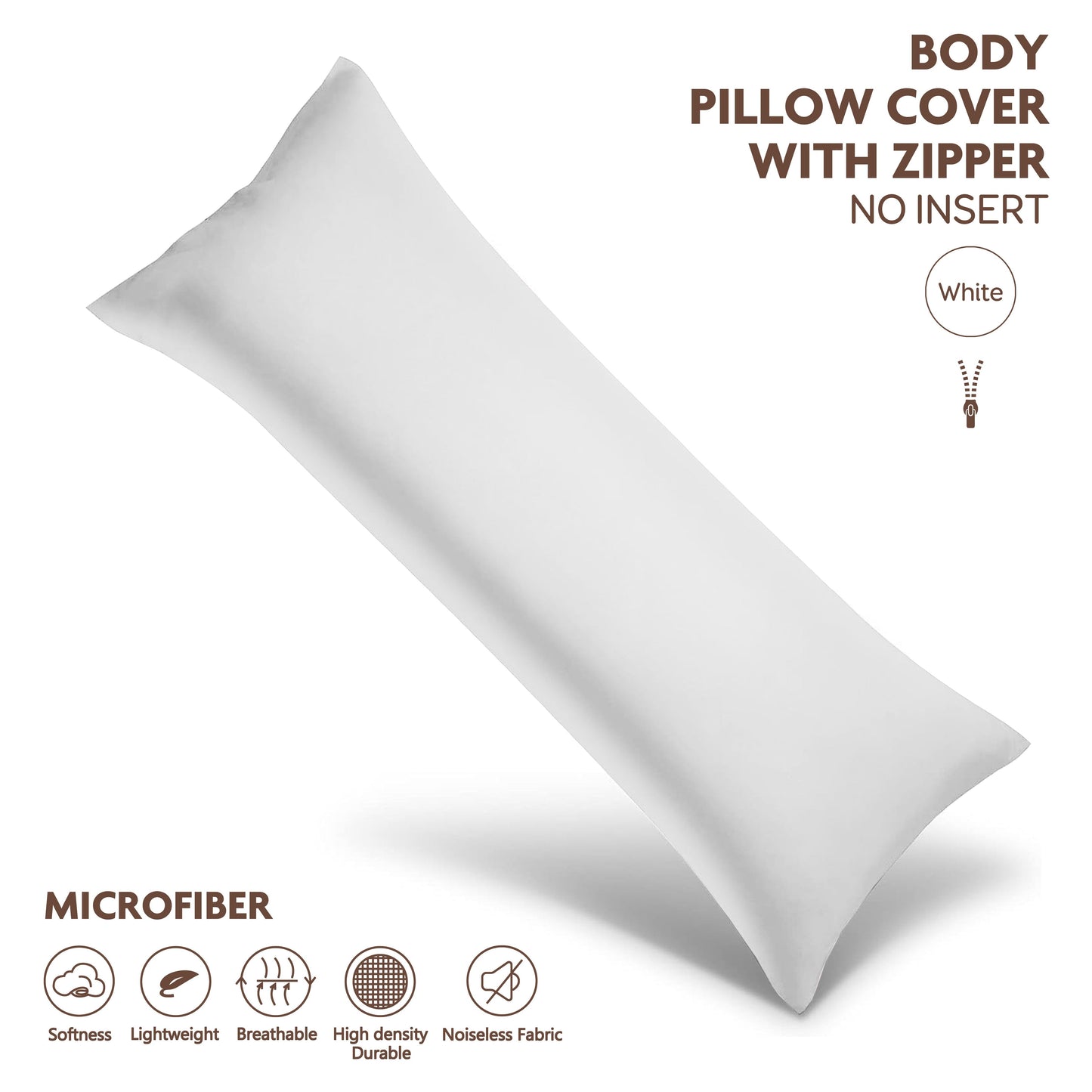 Soft and durable polyester brushed fabric long pillowcase with zipper closure, measuring 51x137cm. Perfect for home bedding decoration. Does not include pillow core.