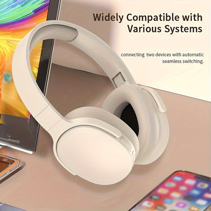 New foldable wireless earphones perfect for tablets, PCs, TVs, phones, birthdays, Easter travel gifts. Comfortable leather design with soundproofing.