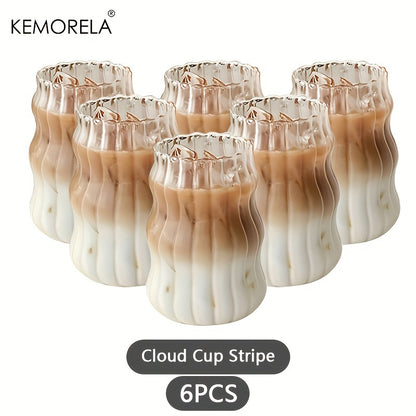 KEMORELA 4/6pcs 17OZ Wavy Glass Drinking Cups, Irregular Shaped Reusable Water Glasses, Multipurpose Iced Coffee Cups, Machine Washable, Home Kitchen Drinkware, 500ML

KEMORELA glass cups: 4/6pcs, 17oz, irregular shape, reusable, multipurpose for iced