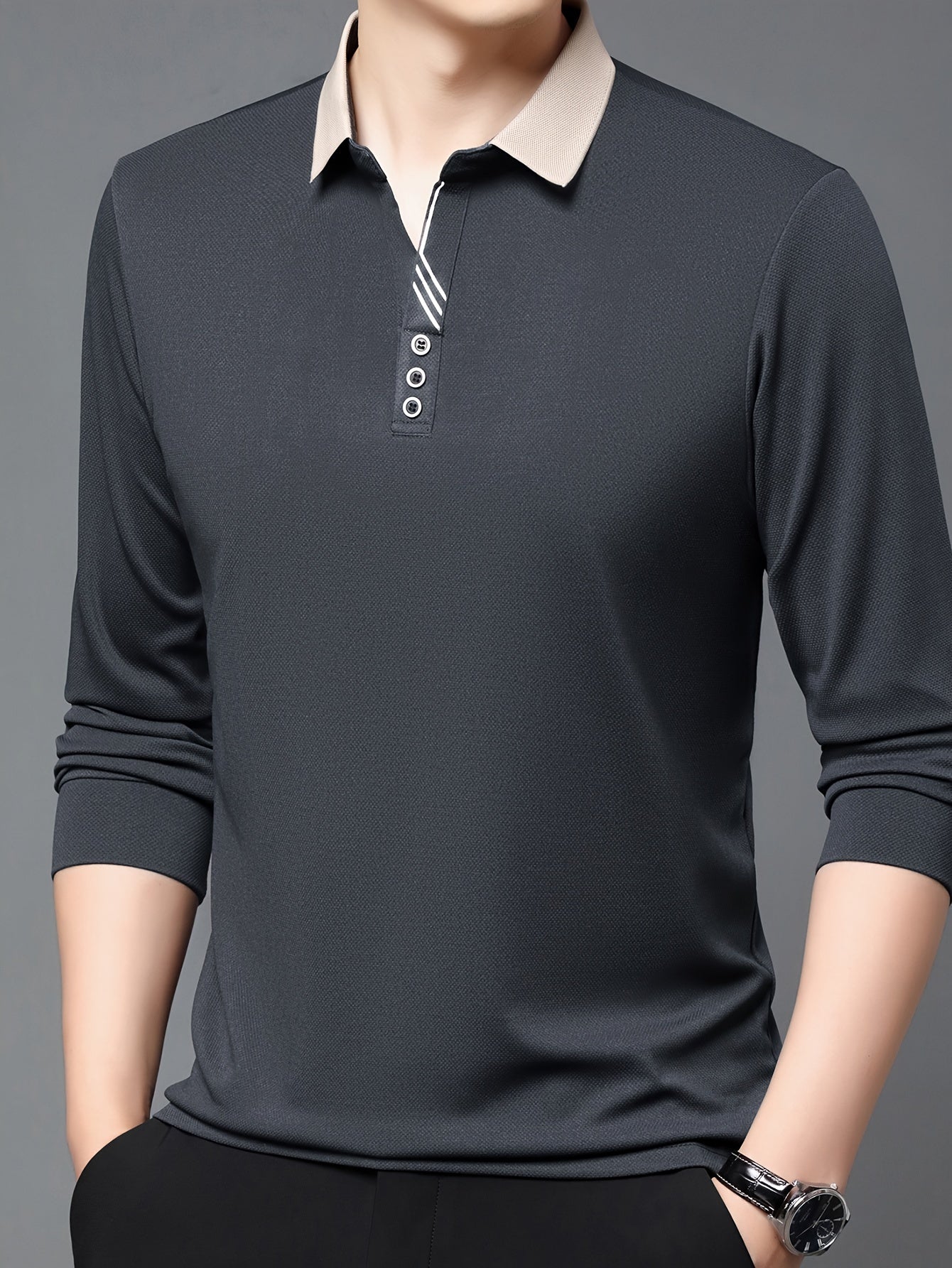 Lightweight, breathable long sleeve shirt for golf and business casual wear.