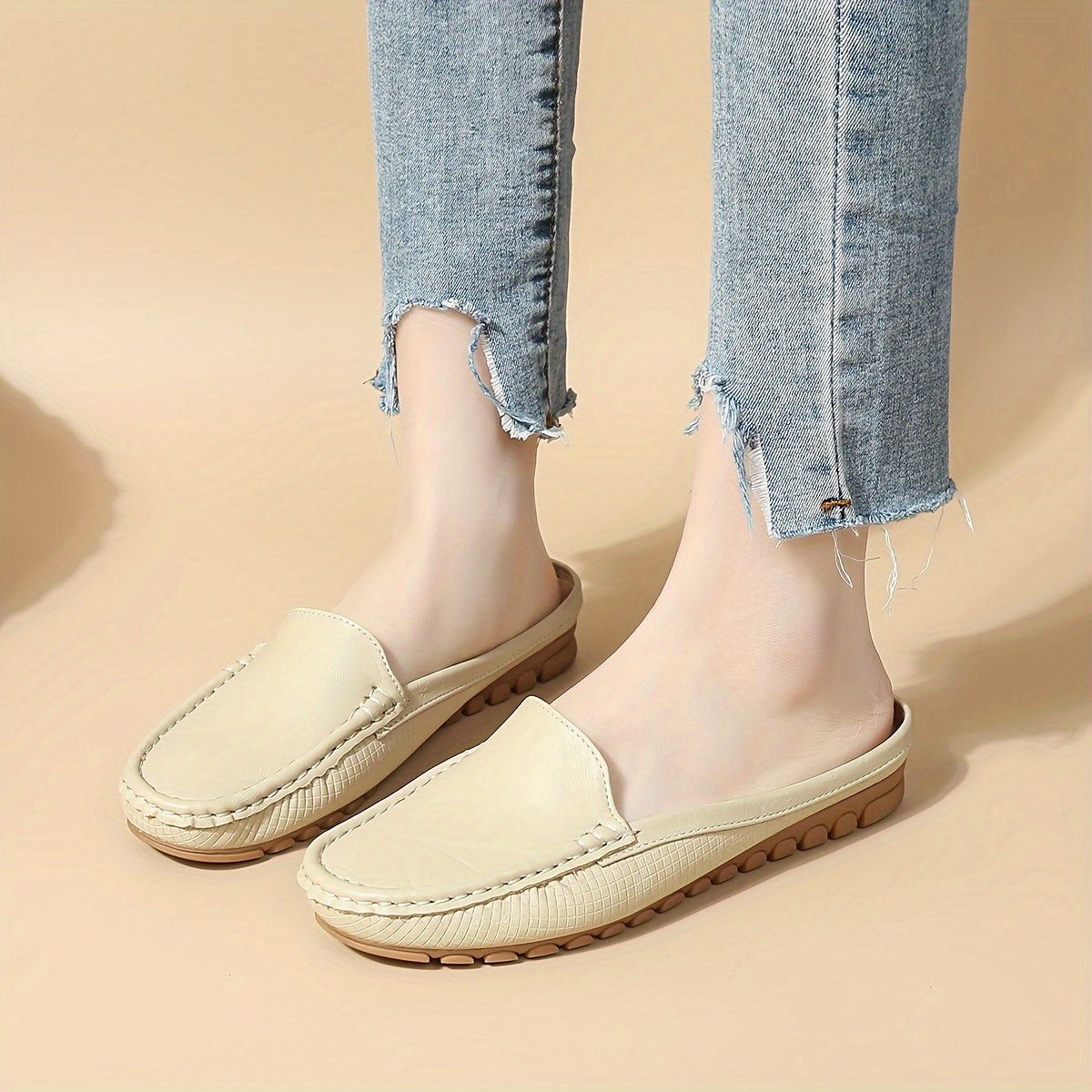 Stylish slip-on mule sandals with half-toe design, perfect for summer.