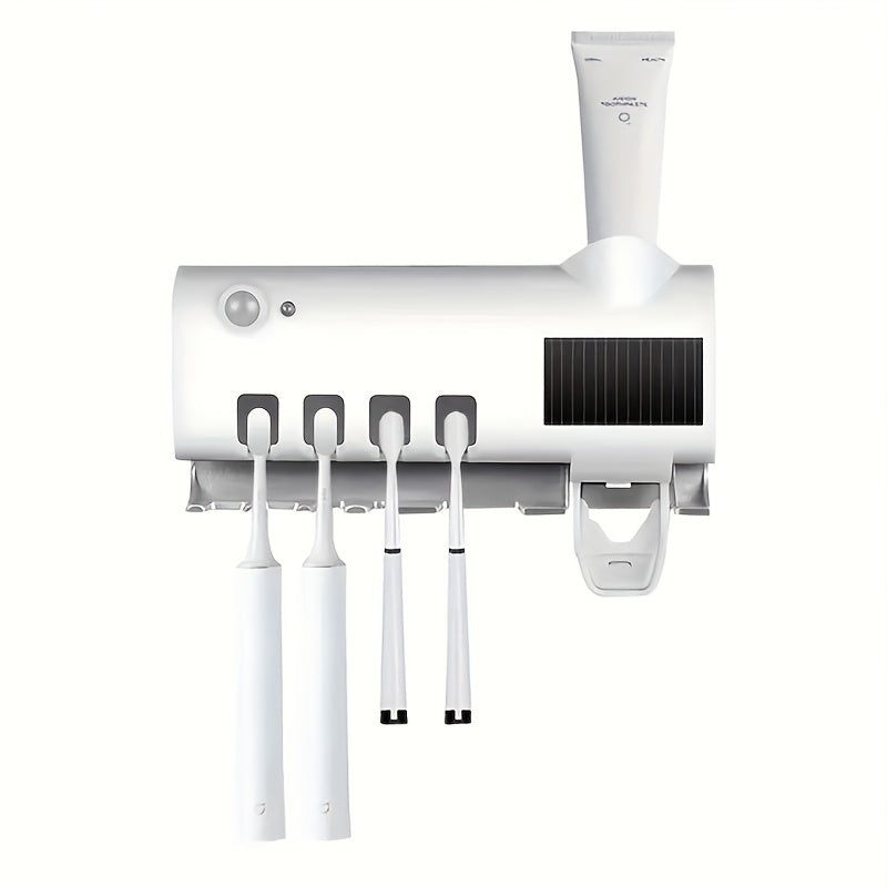 COP ROSE Wall-Mounted Toothbrush Holder with Smart Toothpaste Dispenser, USB Charging, No Drilling Needed, Rechargeable Battery, ≤36V Operating Voltage.