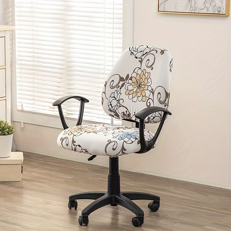 Printed office chair cover set for dustproof rotating chairs in bedroom, office, living room for home decor.