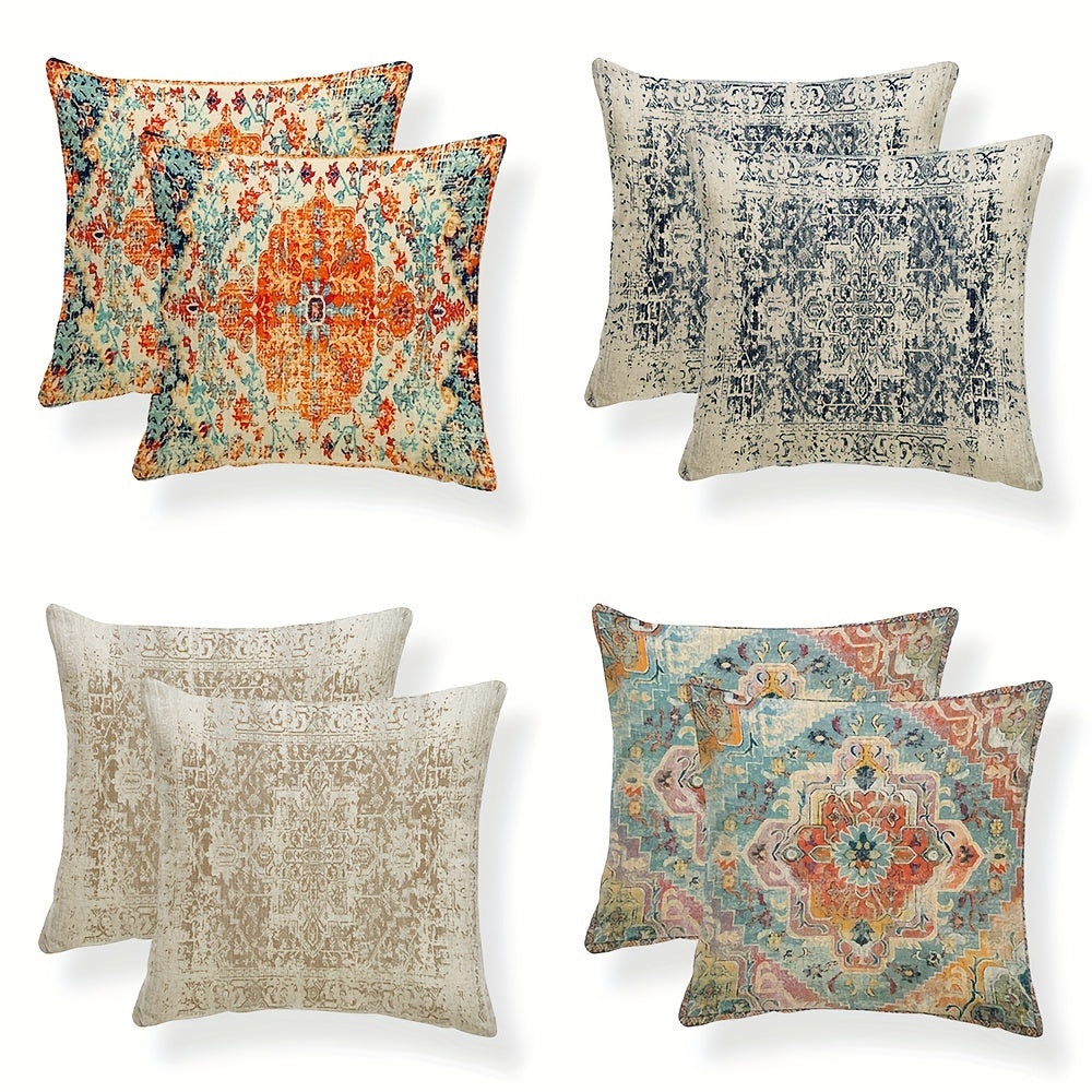 1 pair Ethnic Persian Print Cushion Covers - Retro decorative pillow covers featuring Classical Turkish art, perfect for the living room.