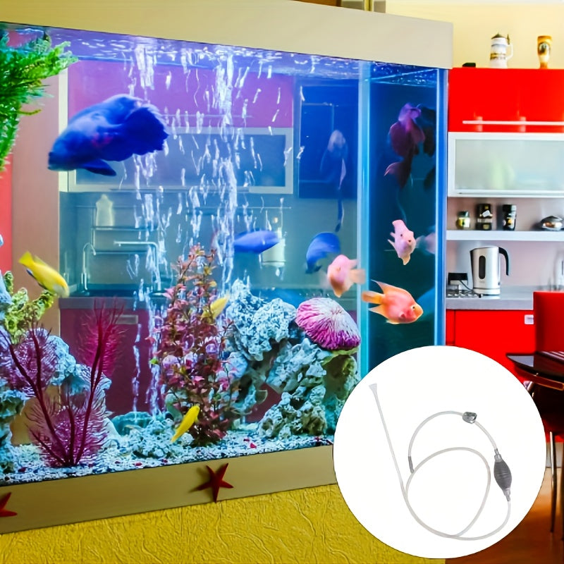 Aquarium water changer and sand washer for easy fish tank maintenance with suction pipe and thickened airbag.