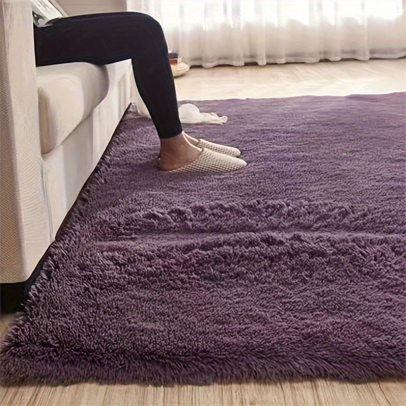 Plush Light Purple Rug - Made of 100% Polyester, Ultra-Soft & Fluffy, Contemporary Rectangle Rug for Kids' Spaces, Baby Rooms, and Children - Easy to Clean, Anti-Skid, Quiets Footsteps, Ideal for Bedroom, Living Room, or Office - Stylish Home Accent