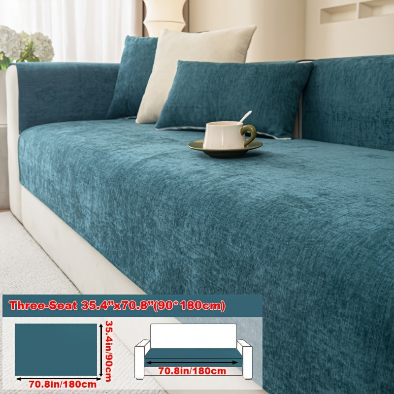 Chenille Sofa Cover suitable for armchairs to 4-seater sofas, pet-friendly, non-slip, machine washable - 1pc.