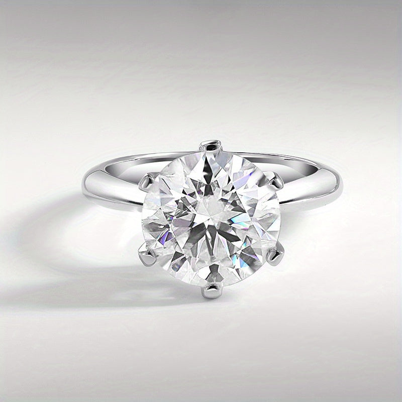 Stunning 10ct Moissanite Engagement Ring - Exquisite 925 Sterling Silver with Classic Six-Prong Setting, Ideal for Christmas & Celebrations