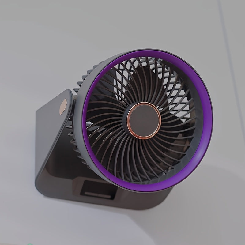 Fan with Turbo Speed USB 5-Speed Setting and Timer, High Air Circulation, Button Control Table Fan, Suitable for Indoor and Outdoor Use, Comes with Cord, USB-powered, No Batteries Needed.