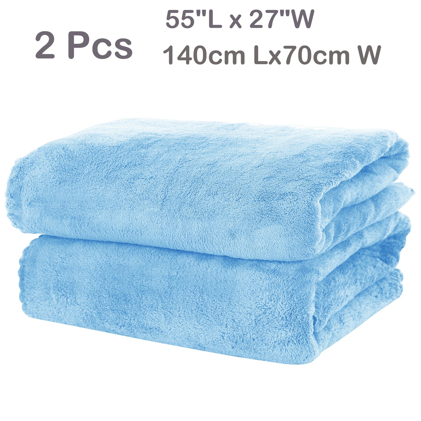 2-piece premium bath towel set made of fluffy polyester coral velvet, highly absorbent and versatile for use in the bathroom, fitness, sports, travel, and as gifts for men and women.