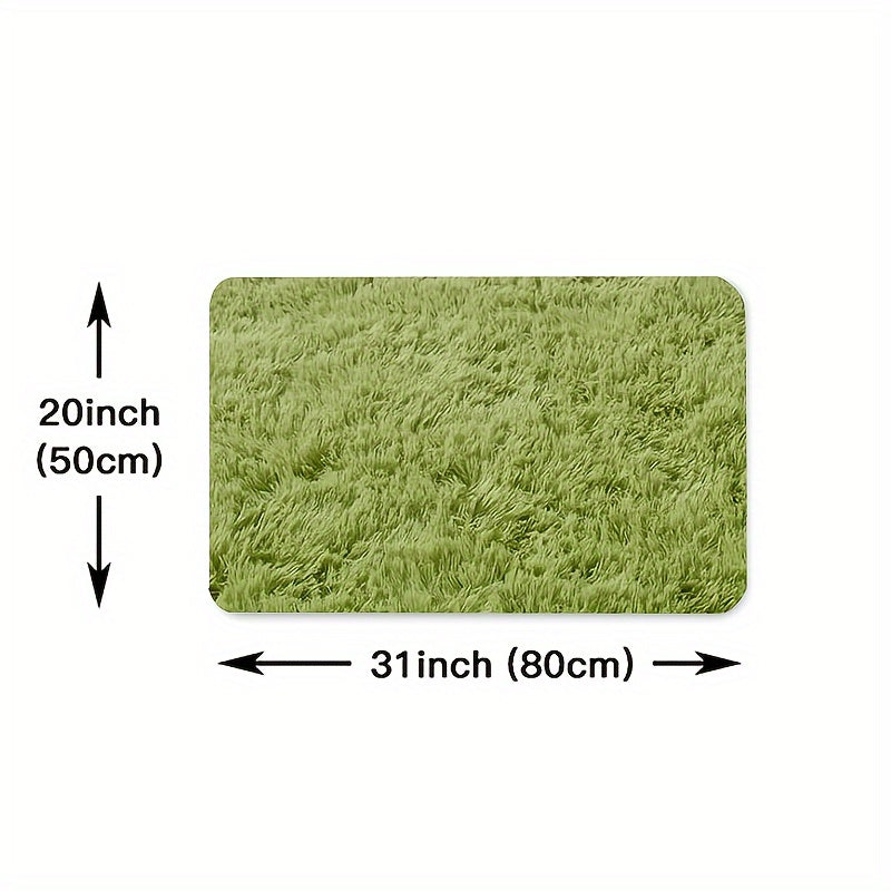 Soft green plush rectangular carpet with ultra-soft texture - plush, resistant to stains, and non-slip for bedroom, living room, and home decor purposes.