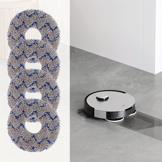 Get the Ecovacs 4-Pack of Washable Microfiber Mop Pads, designed to work with the Deebot X1, T10 Turbo, X2, and T20 Robot Vacuum Cleaners. These reusable floor cleaning cloths will keep your floors sparkling clean with ease.