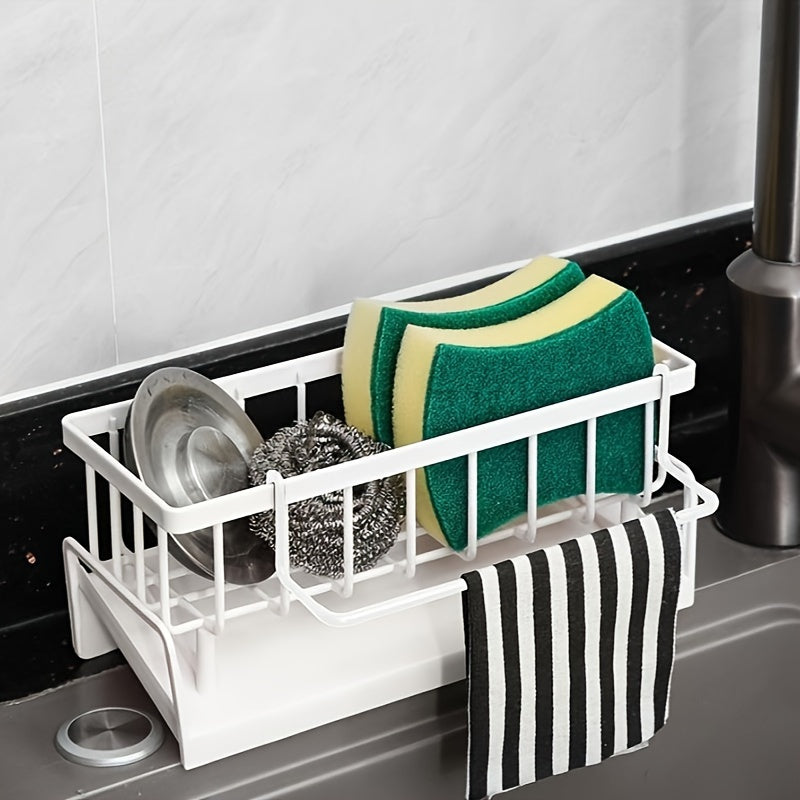 Stay organized with the Everyday Comfort Automatic Draining Kitchen Sink Organizer Rack. Made from durable black plastic, this two-tiered storage solution is perfect for keeping sponges, soap, and cleaning tools within reach. It also features a