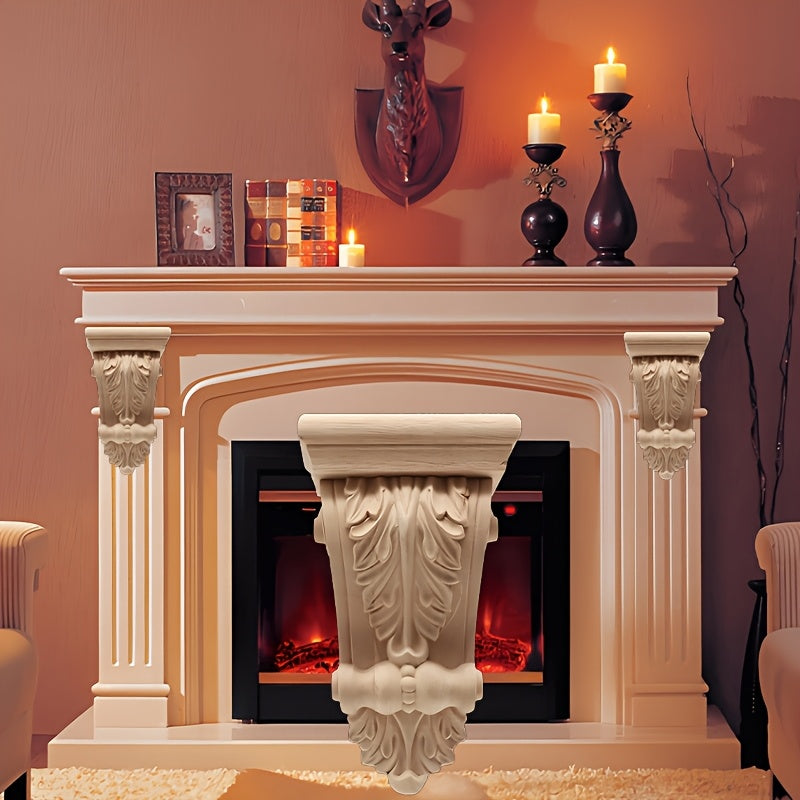 1 piece of ornate wooden corbel with glamorous styling, featuring a French European design. This intricate fireplace mantel shelf bracket is a beautiful transverse wood column ornament that adds sophistication to home decor.