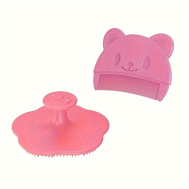 Set of 2 Baby Grooming & Healthcare Tools: Silicone Shampoo Brush and Gentle Comb for Ages 0-3